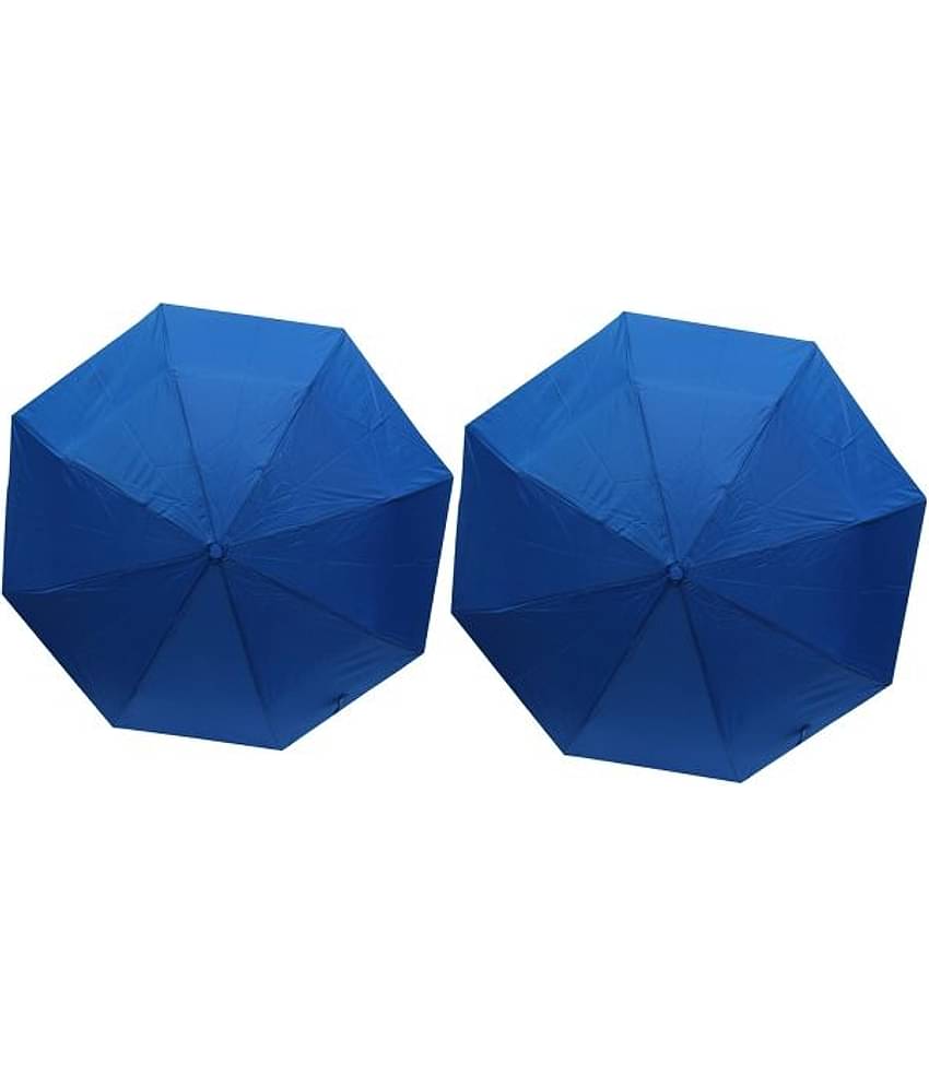 ARIP Blue Polyester 3 Fold Umbrellas For Men - Pack Of 2