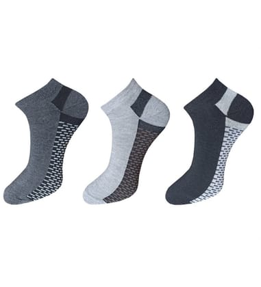 3-Pair Set Unisex Casual Cotton Solid Ankle Length Socks (Multicolor)