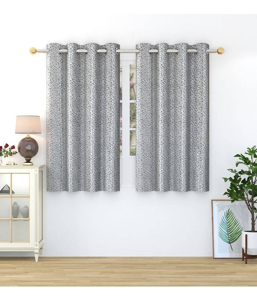 Homefab India Abstract Blackout Eyelet Window Curtain 5ft (Pack of 2) - Light Grey