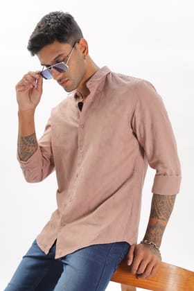 Peach Textured Party Wear Shirt-S