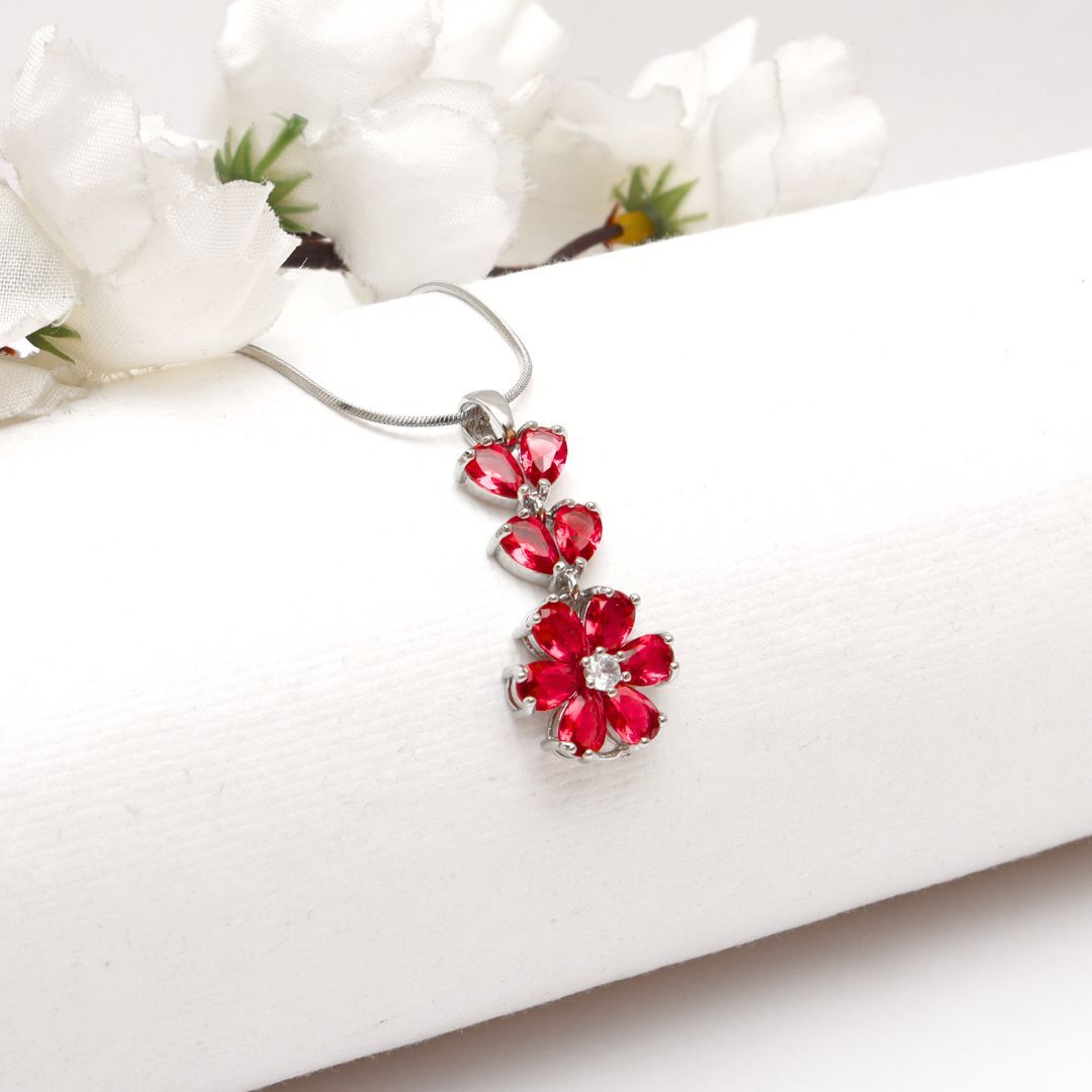 G.Silver Pink Flower Pendant.