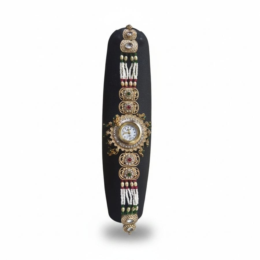 Traditional Ethnic Kundan Style Bracelet Watch