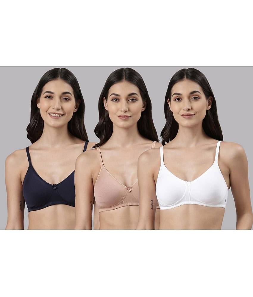 Dollar Missy Pack of 3 Cotton Non Padded Women's T-Shirt Bra ( Multicolor )