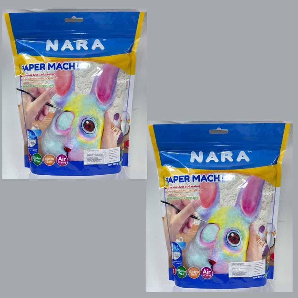 Artline NARA Combo Pack of 100 G. and 200 G. of Paper Mache in Printed Plastic Bag | Make Toys for Kids with Easy Use