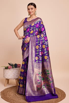 Purple Paithani Silk Saree