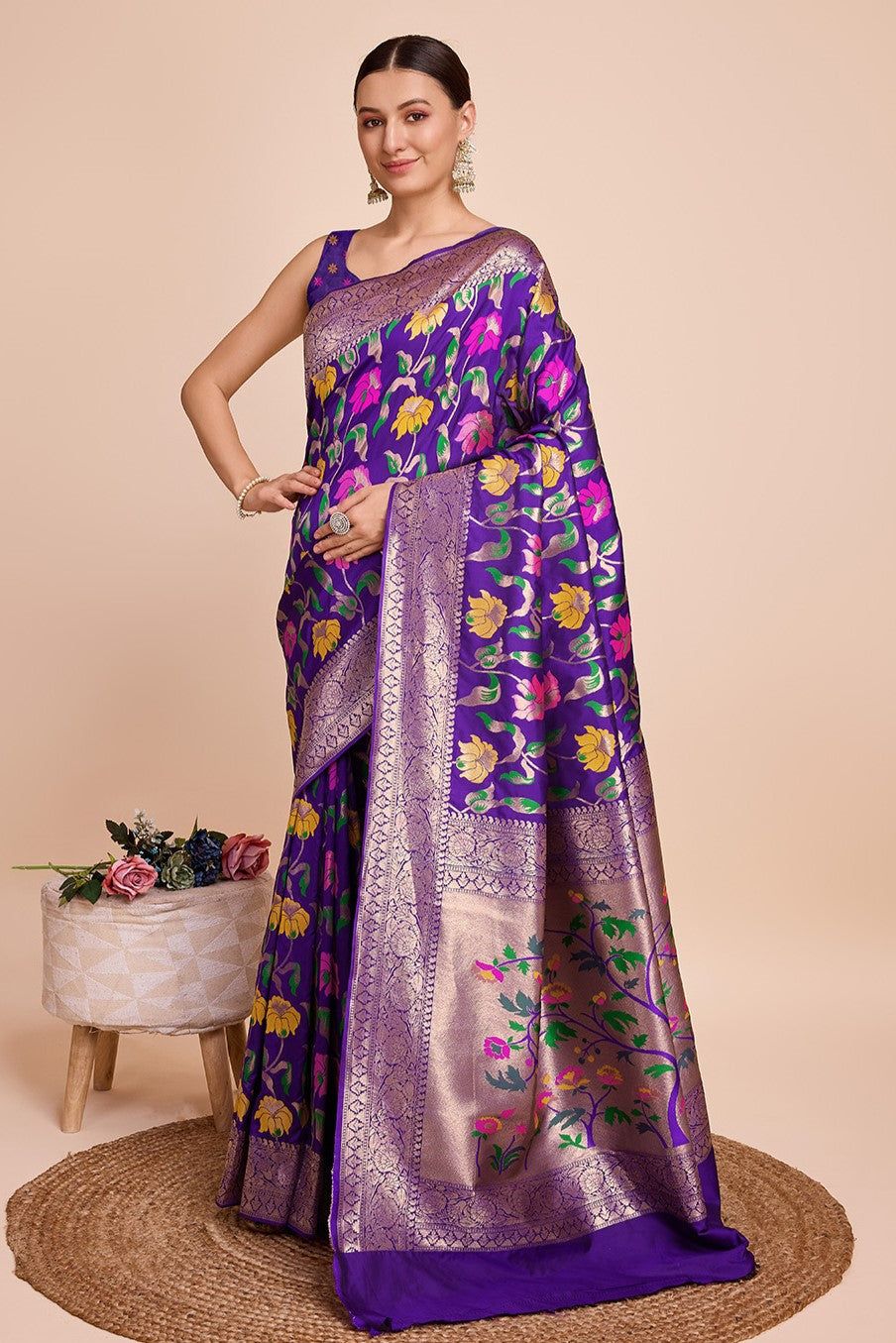 Purple Paithani Silk Saree