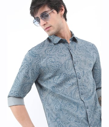 Ketch 100% Cotton Slim Fit Printed Full Sleeves Men's Casual Shirt - Green ( Pack of 1 )