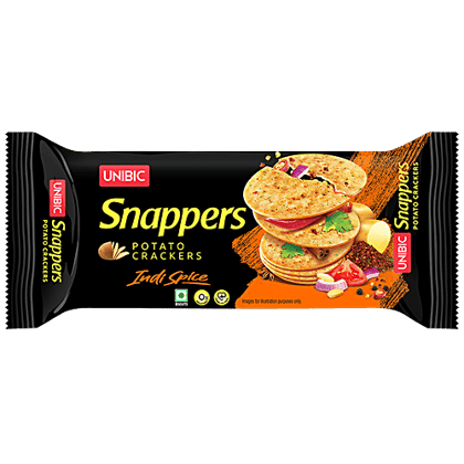 UNIBIC Snappers Potato Crackers - Indi Spice, Light, Crispy Snack, 75 g