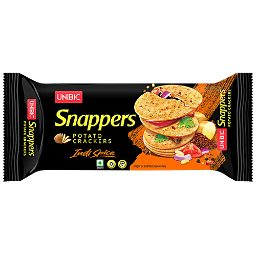 UNIBIC Snappers Potato Crackers - Indi Spice, Light, Crispy Snack, 75 g