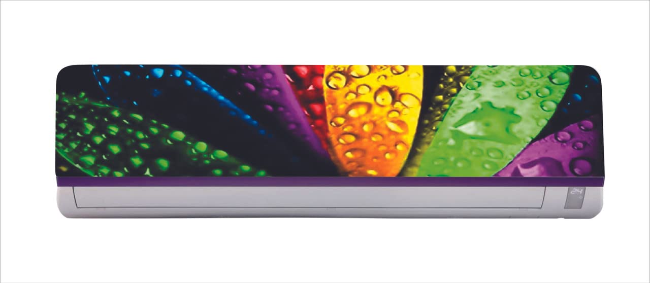 DreamKraft Beautiful Colorful Flower with Water dropes AC Sticker (Multicolor PVC Vinyl, 30cm X 91cm)