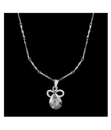 Silver Shine Silver Plated chain With  Bow Shape Pendant  For Women - Golden