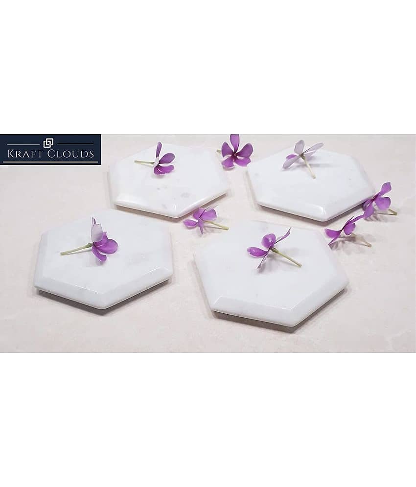 KRAFT CLOUDS Marble Designer Shape Coasters - Pack of 4