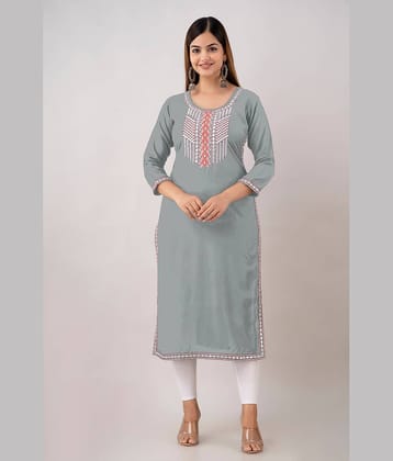 Kapadia - Grey Rayon Women's Straight Kurti ( Pack of 1 )