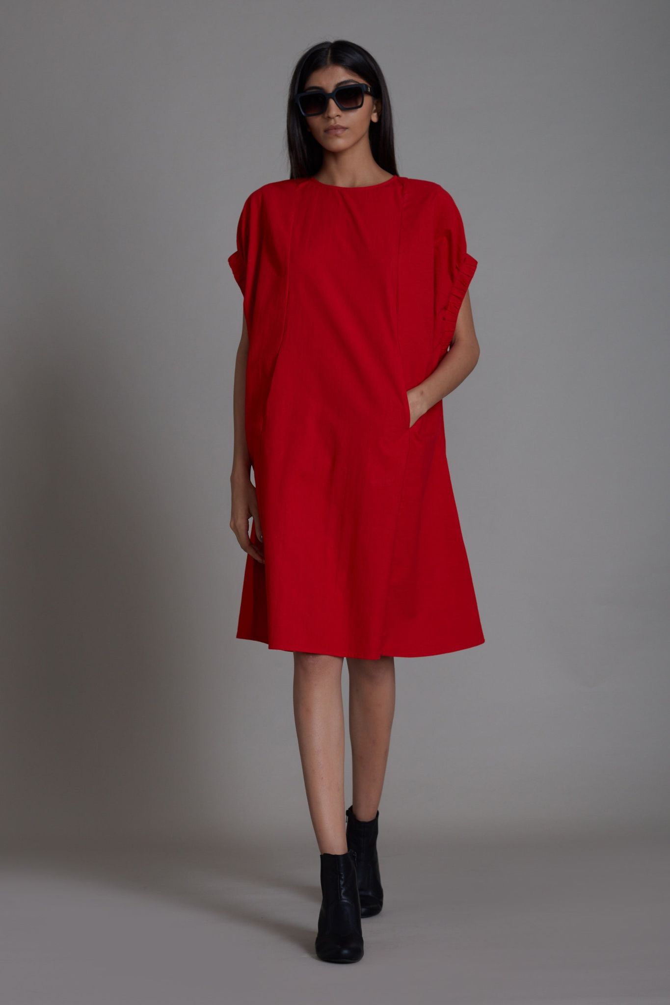 Red Pocket Dress-XS