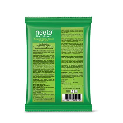 Neeta Hair Henna Powder Hair Color with 5 Herbs Natural Brown 50gm Pack of 6, Ammonia Free Hair Colour for Women & Men