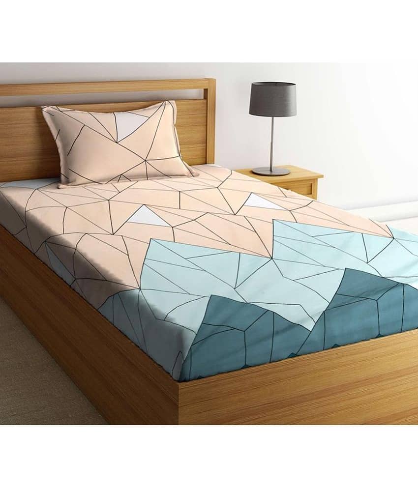 Aazeem Poly Cotton 1 Single Bedsheet with 1 Pillow Cover ( Turquoise )