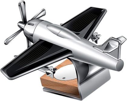 Tusmad Aircraft Solar Powered Car Perfume Diffuser/Dispenser | Aeroplane Glider Design, Auto Rotation Fan | For Car Dashboard with Perfume liquid & Organic Fragrance, Air Freshner Diwli gift item