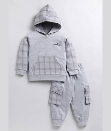 CUTOPIES Pack of 1 Boys Cotton Sweatshirt & Trackpant Set ( Grey Melange )