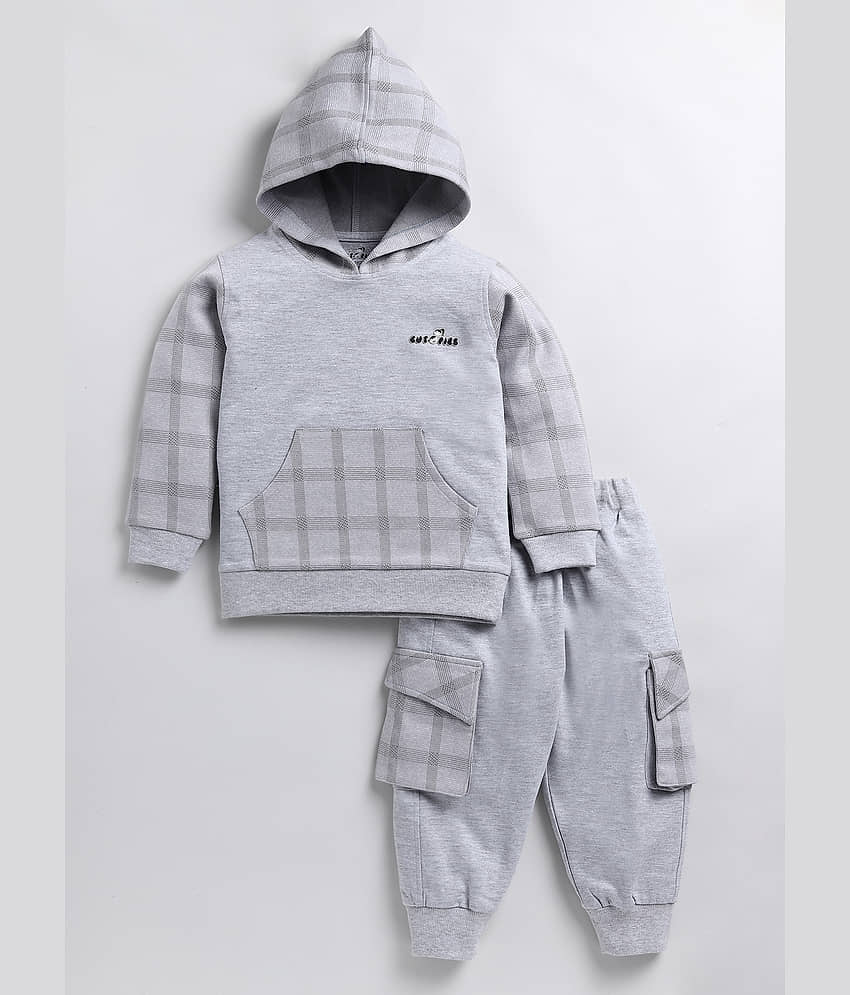 CUTOPIES Pack of 1 Boys Cotton Sweatshirt & Trackpant Set ( Grey Melange )