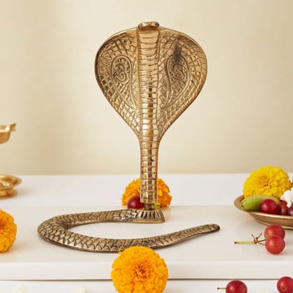 Brass Naga For Shivling � Divine Snake Ring, 6, Height : 6.5 Inch (ZMAS299 D)