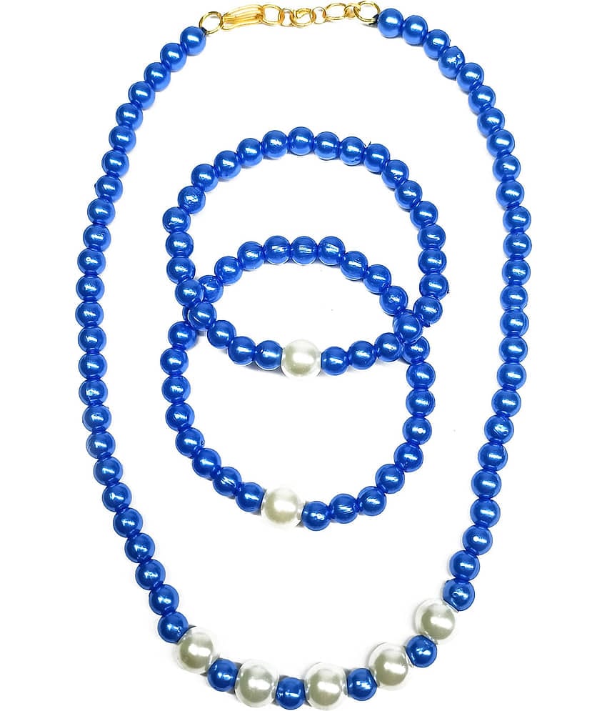 DAIVYA WELLNESS Blue Pearls Necklace ( Pack of 1 )