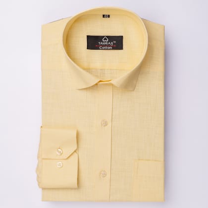 Yellow COLOR LINEN COTTON SHIRT FOR MEN-M (38 Inch) (98 CM) / Full