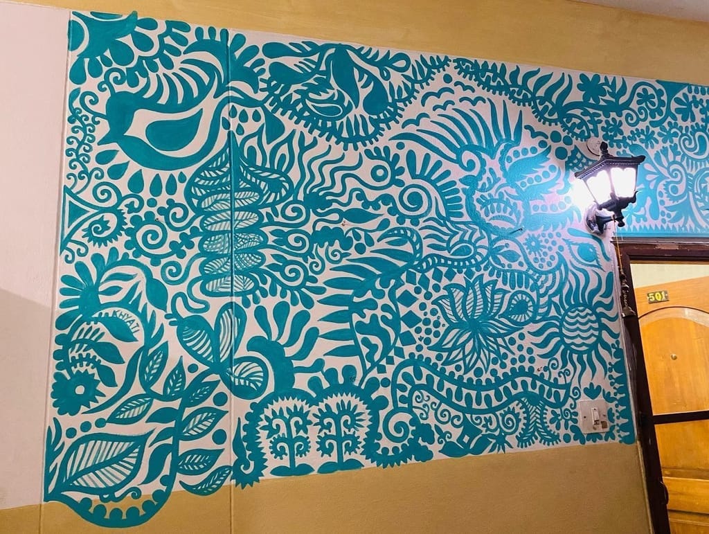 Free hand abstract art in Teal color - Paint and Wallpapers | Buy online on ZillyBuy