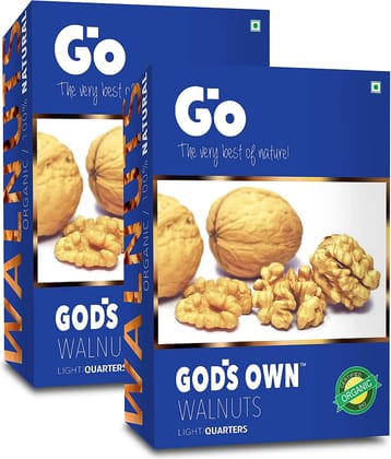 Go Organic Kashmiri Light Quarters Walnuts Kernels (Without Shell) 500g, (250g x 2) | Fresh Walnuts | Kashmiri Walnuts | Healthy and Pure Walnuts
