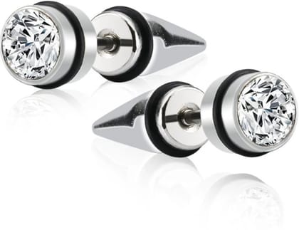 Mens Jewellery Valentine Silver Black Bali Earring for Gents or Boys or Boyfriend