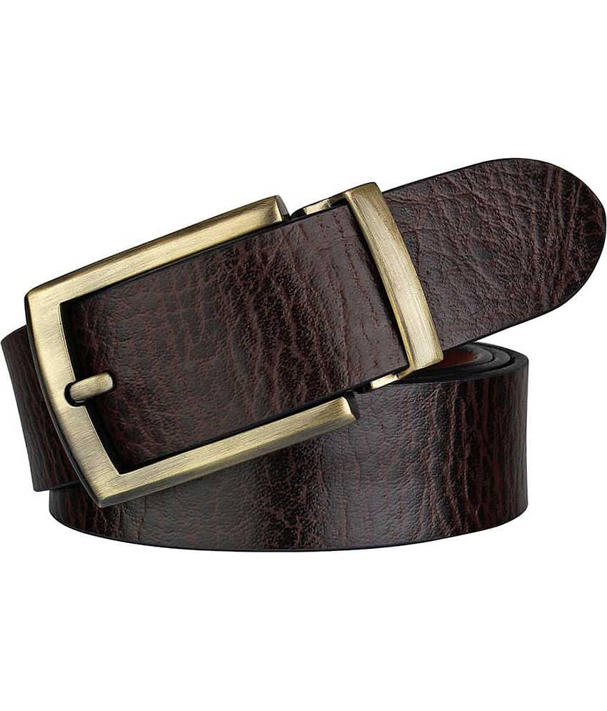 SUNSHOPPING Brown Leather Formal Belt