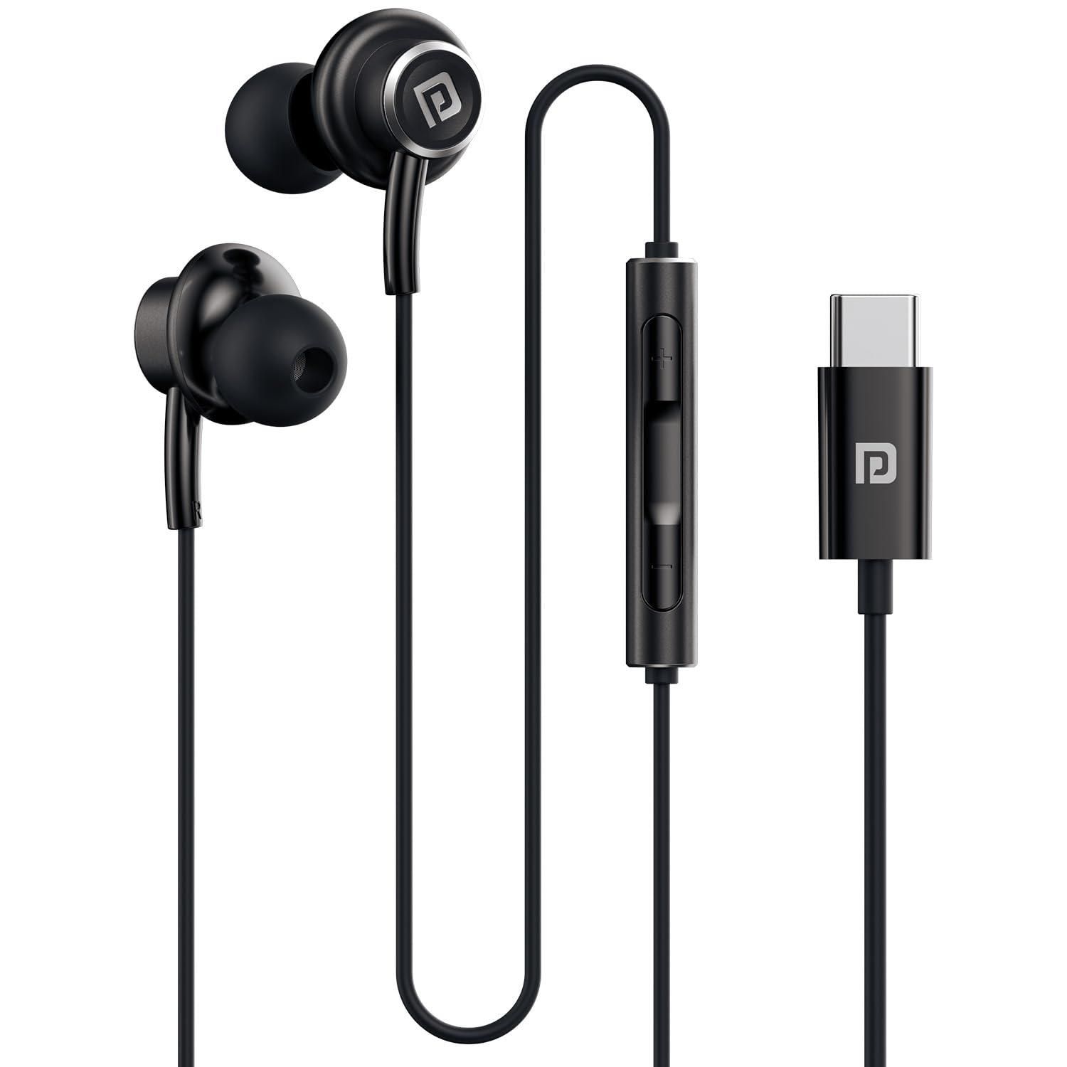 Portronics Conch Sigma C in Ear Type C Wired Earphones within Line HD Mic (Black)