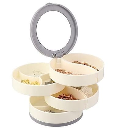 4-Layer Rotating Jewellery Box with Mirror Organized Luxury