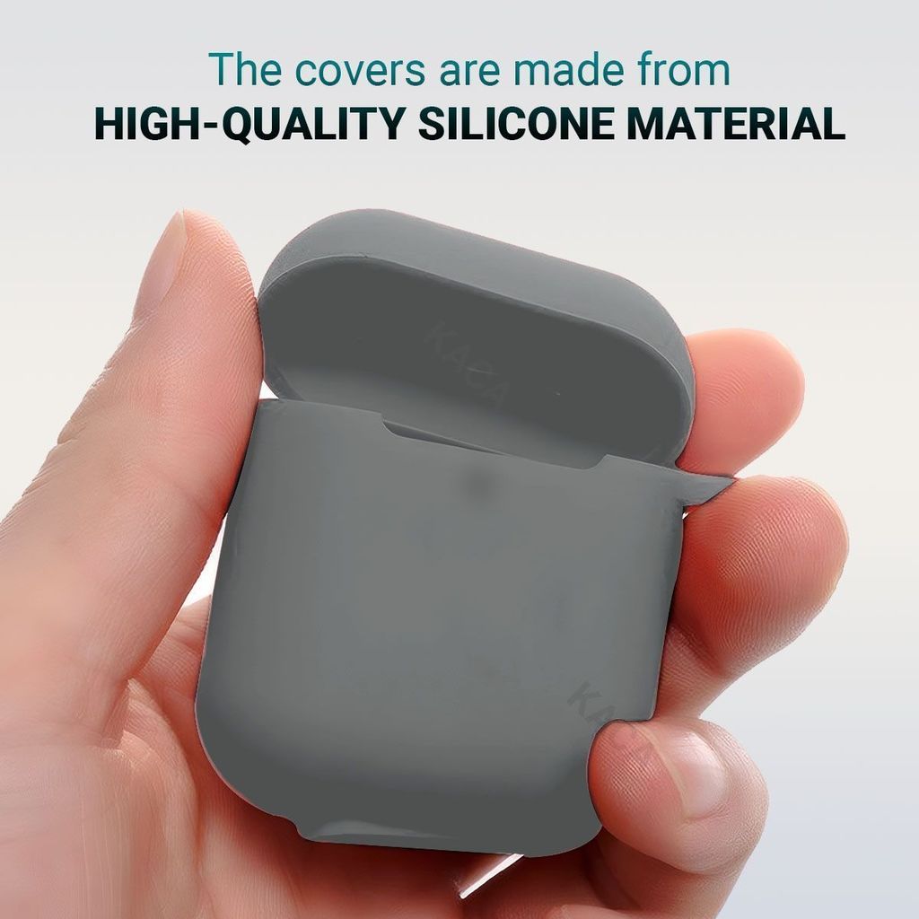 LIRAMARK Silicone Soft Case Cover with Buckle for AirPods 1 & 2, Apple airpods 1st and 2nd Generation case (Grey)