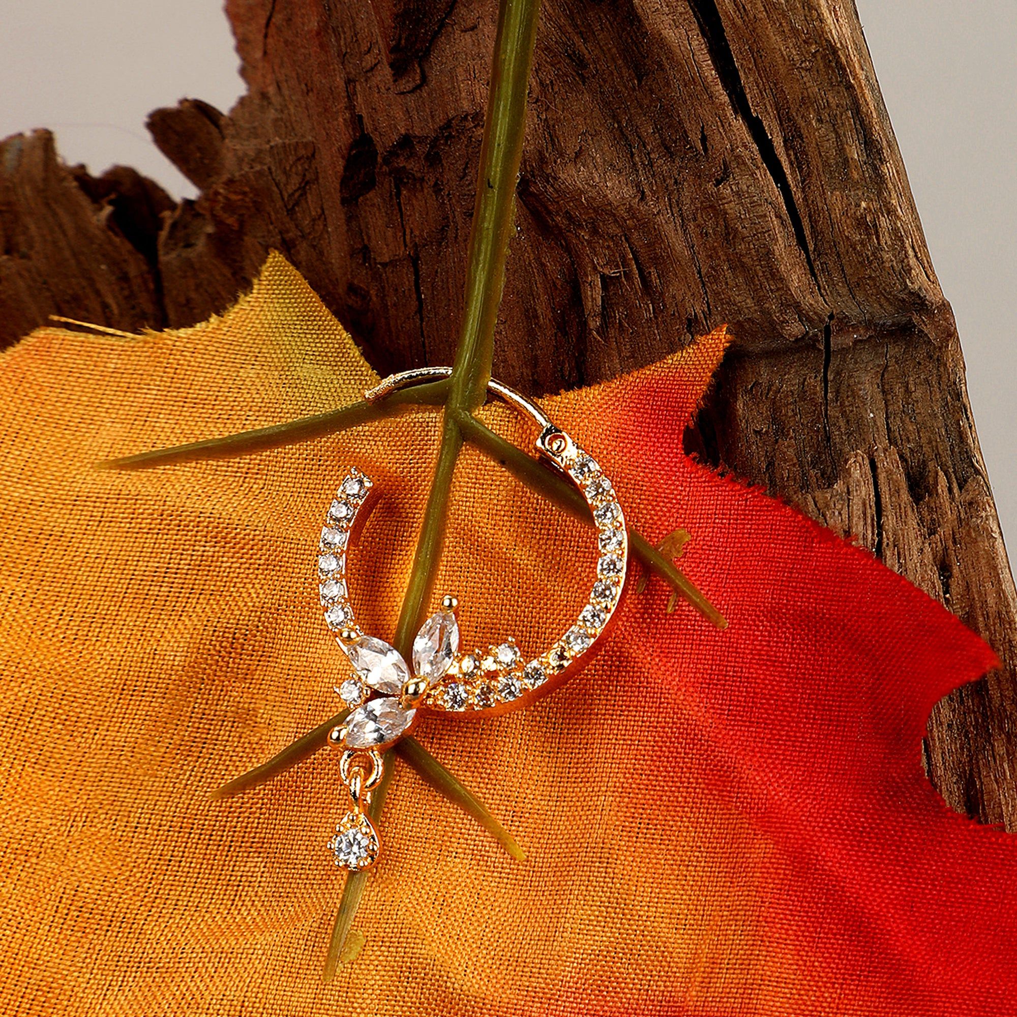 White Gold CZ Nose Pin-White / Gold Plated