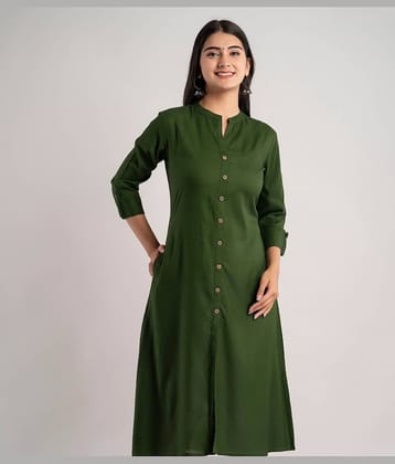 MAUKA - Green Rayon Women's Front Slit Kurti ( Pack of 1 )
