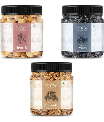 Lila Dry Fruits Walnut (100gm), Black Raisin(100gm) & Apricot(100 gm) Combo | Dry Fruits Combo