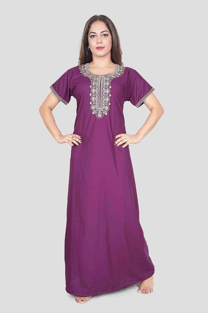 New Women Premium Bizzy Lizzy Nighty with Elegant Embroidery – Soft &amp; Comfortable Sleepwear 