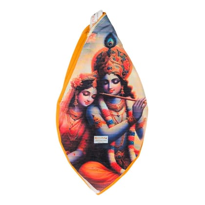 MAYAPURI Multicolor Radha Krishna Printed Pure Cottom Japa Mala Bag, Chanting Or Beads Bag with Zip Pocket and Sakshi Mala Counter (Pack of 1)