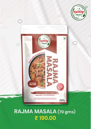 Tasste Palate Rajma Masala (70g) | Instant Kidney Bean Curry | Freeze Dried Ready to Eat | Home Style North Indian Taste | Add Hot Water