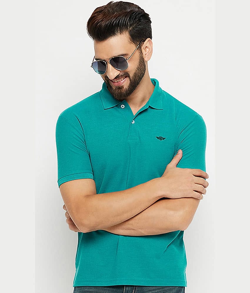GET GOLF Pack of 1 Cotton Blend Regular Fit Solid Half Sleeves Men's Polo T Shirt ( Green )