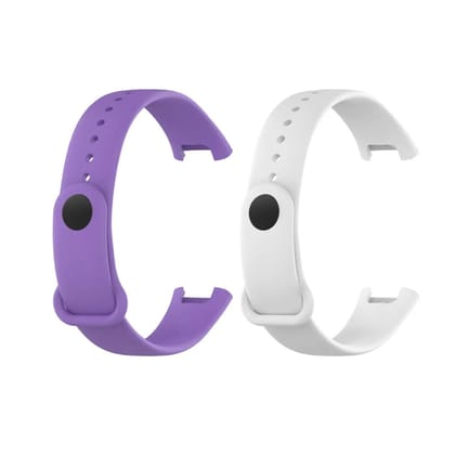 Valente Soft Silicon Band Strap Compatible for Redmi Band Pro (Pack of 2)-Purple & White