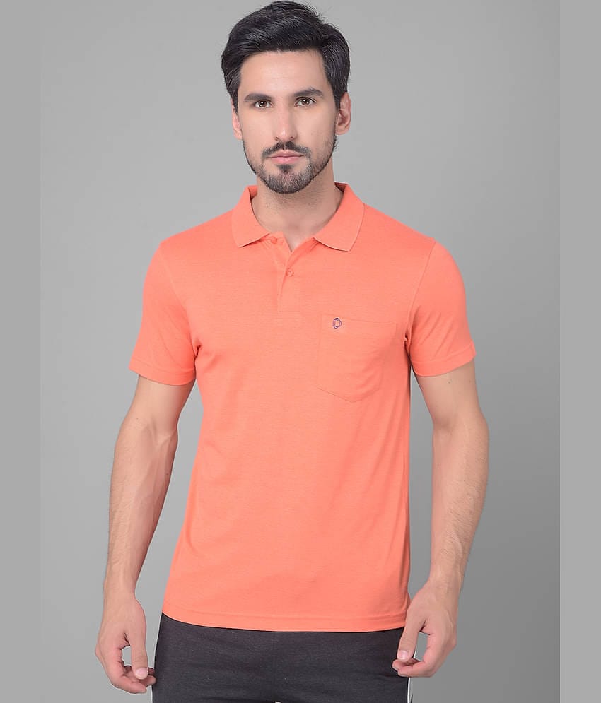 Dollar Cotton Blend Regular Fit Solid Half Sleeves Men's Polo T Shirt - Orange ( Pack of 1 )