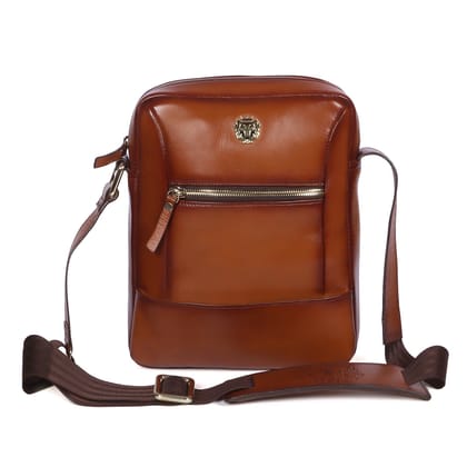 Tan Cross-body Bag with Adjustable Mesh/Guitar Strap-FS