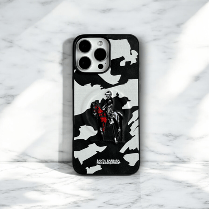 Santa Barbara Black White Camo Embroidered MagSafe Compatible Case-iPhone 14