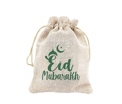 IVARIAN - Jute Potli Bag, Eid Festival Gifting Bag, Return Gifting Bag (13x18cm set of 50, Eid mubarak)