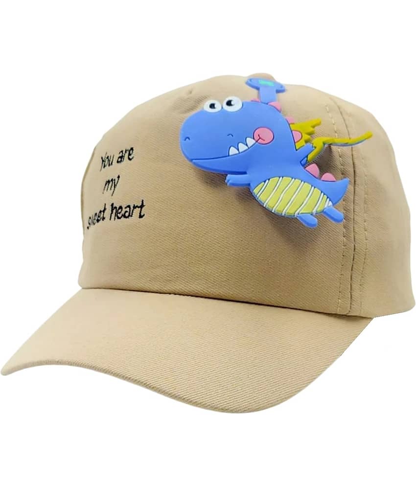 Zacharias Unisex Kids Cotton Baseball Cap kc-27 (Beige_1-4 Years) (Pack of 1)