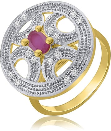 Spargz Contemporary Party Wear Brass Gold Plated CZ Stone Ring For Women