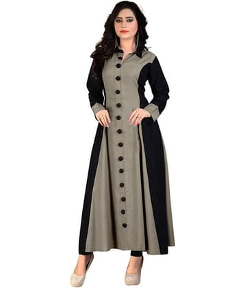 SILK ROOTS - Grey Melange Rayon Women's Flared Kurti ( Pack of 1 )