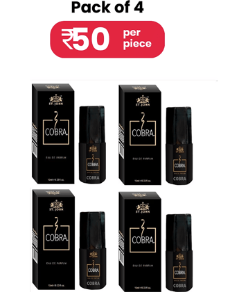 ST.JOHN Cobra Perfume 10ml, Long lasting Pocket Perfume For Men 10ml Each (40ml) - Pack of 4