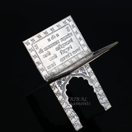 925 sterling silver handmade Divine Navkar Mantra jain mantra, shree sthapna ji namaskar mahamantra  page book with boot stand su956